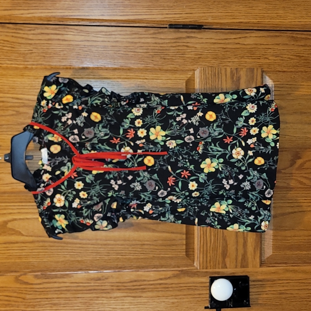 Black floral blouse